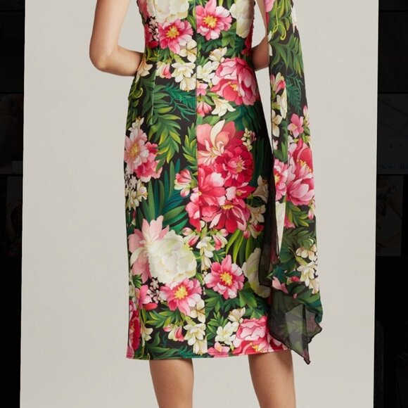 Tadashi Shoji Wyeth cape sleeve floral dress - Picture 3 of 6